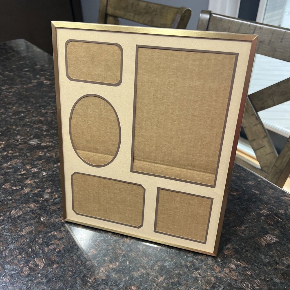 Vintage Style Brass Collage Photo Frame 5 Multi-Opening 1980'S